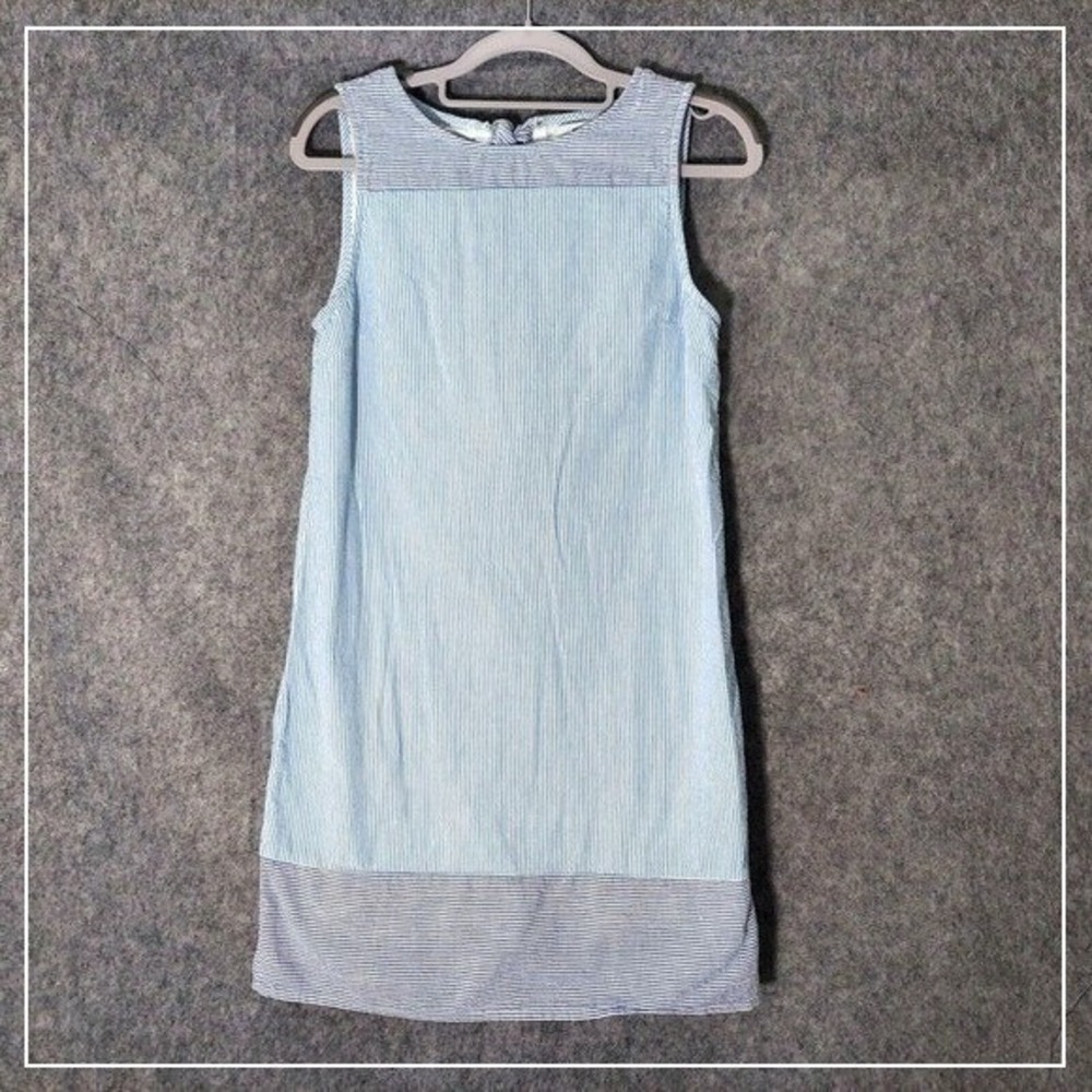 Vineyard Vines Dress Women 0 Blue Chambray Seersucker Coastal Preppy Resort Mini